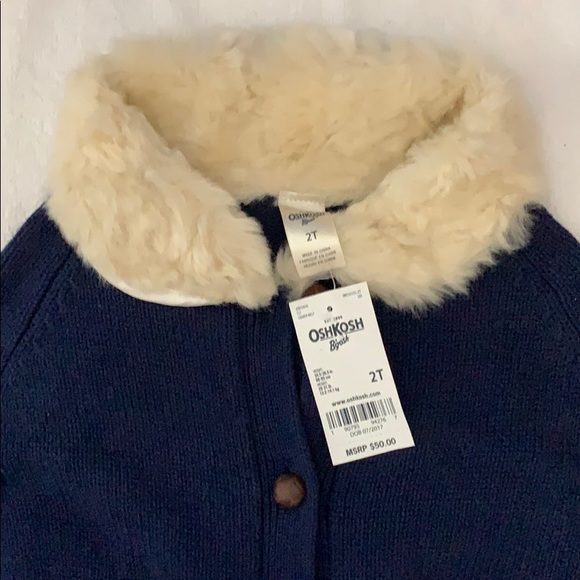 Navy poncho with fur collar - Picture 2 of 2